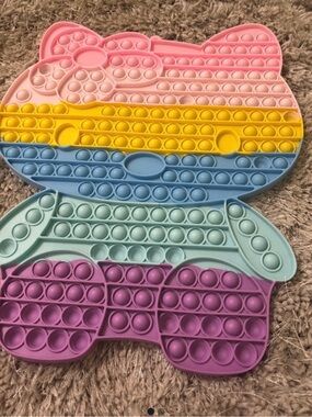 Pastel Rainbow Cat Pop-It Fidget Toy - Multicolor Silicone Sensory Playp